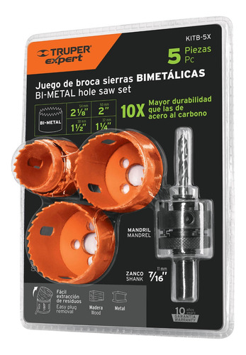 Sierra Copa Bimetalica Para Cerradura 5 Pzs Truper Kitb-5x