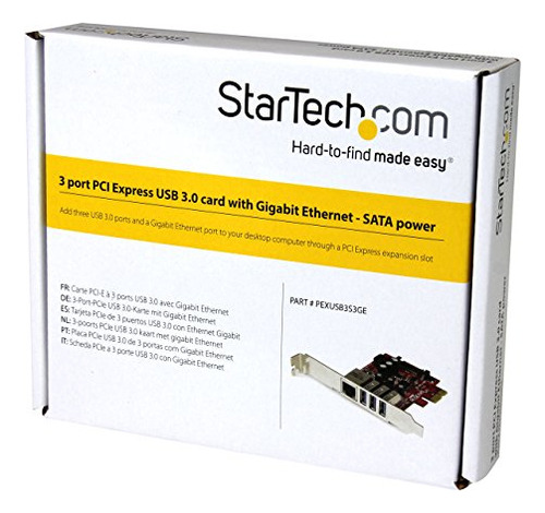 Startech.com Tarjeta Pci Express Usb 3.0 De 3 Puertos+gigabi