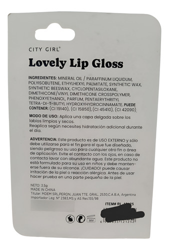 Bálsamo Labial City Girl Lovely Lip Gloss Strawberry Patita