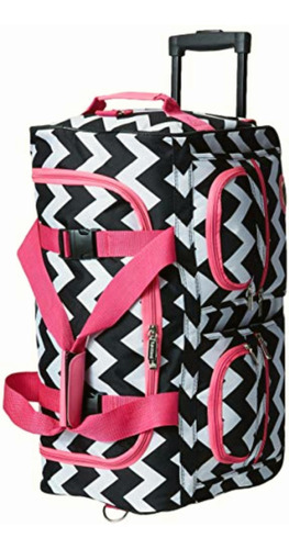Rockland 22 Inch Rolling Carry On Duffle Bag, Pink Chevron