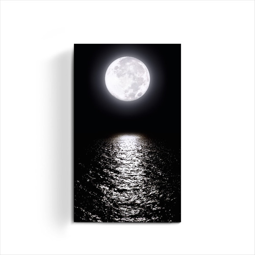 Cuadro Moderno Luna Llena Amanecer Fase Deco Reflejo Laguna 