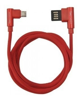 Tecmaster Cable Usb A Micro Usb 1m Reversible 90° Negro Rojo