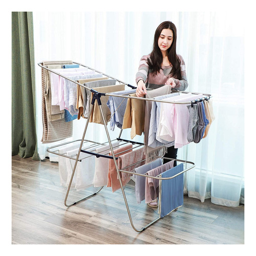 Songmics Ullr53bu - Tendedero Plegable De Dos Niveles Para R