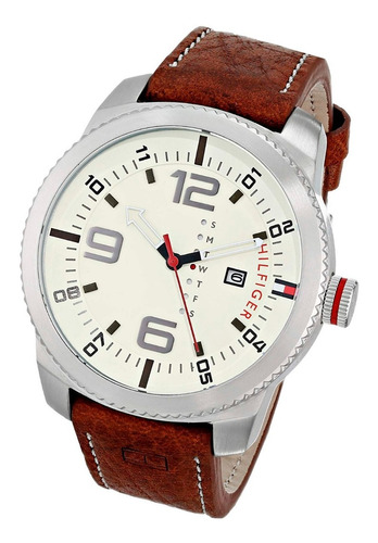 Reloj Tommy Hilfiger Graham Th 1791013 Correa Piel Cafe Color de la correa Marrón oscuro Color del bisel Plateado Color del fondo Crema