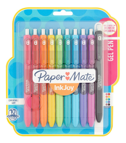 Set De 10 Esféros De Gel Punta Mediana Paper Mate Inkjoy