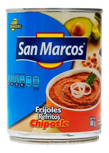 Frijoles San Marcos Refritos Con Chipotle Lata 580 Gr