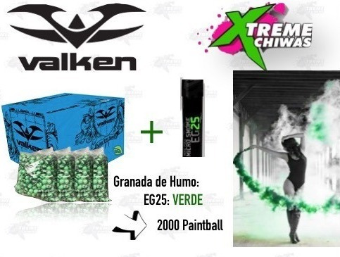 Caja 2000 Granada De Humo Gotcha Valken Eg25 Verde Xtreme P