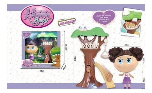 Muñeca Bebé Kaibibi Casa En El Árbol, 5 Mascotas, Accesorios