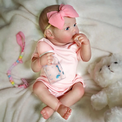 Boneca Bebe Reborn Pintada Realista Menina 48cm De Silicone