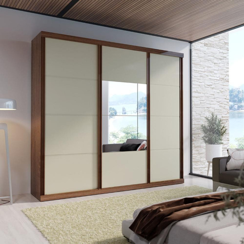 Guarda-roupa Eco 01 Esp 100% Mdf 3 Portas 4 Gav Bom Pastor Cor Branco