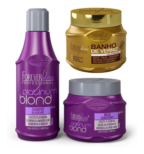 Kit Shampoo E Máscara Platinum Blond E Banho De Verniz 250g