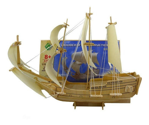 Imagen 3 de 6 de Rompecabezas 3d Madera Barco