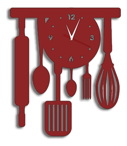 Relógio De Parede Cozinha Talheres Retrô Vintage 30cm