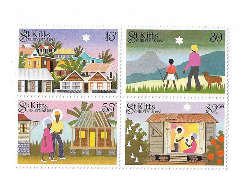 St. Kitts  Serie Mint Completa #531/4 + Hb #17 Navidad 1983