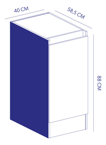 Base 40 Cm 1 Puerta Roble Santana Mobikit