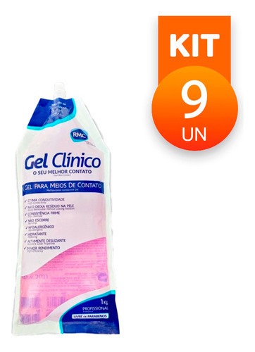  Kit 9 Gel Condutor Estética Fisioterapia Medicina Rosa 1kg