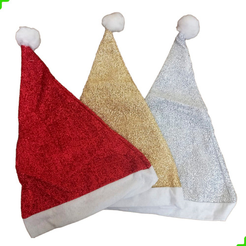 Gorro Papai Noel Natalino Brilhante Para Fantasia Natal Cor Vermelho