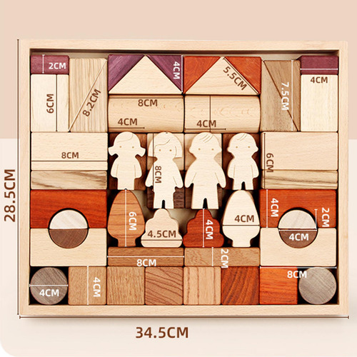Juego De Bloques De Construcción De Madera Montessori Juego