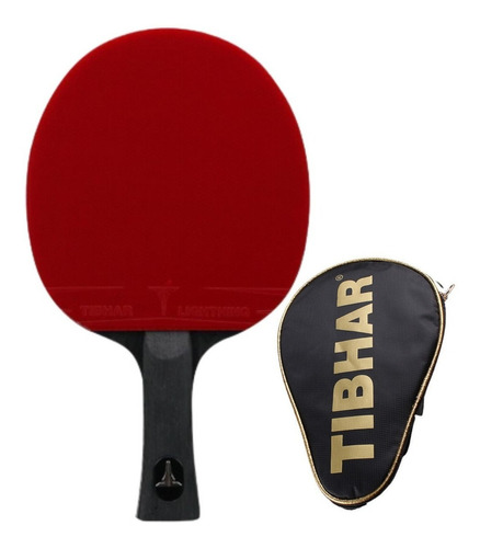 Raquete de ping pong Tibhar 6 Stars preta/vermelha FL (Côncavo)