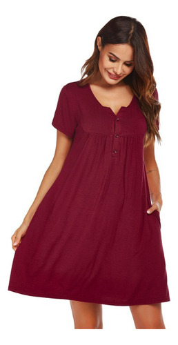 Camisón De Manga Corta Con Cuello En V Modal De Moda