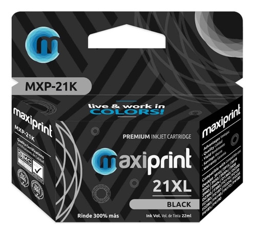 Cartucho Tinta Negro Hp 21xl Deskjet D1420 D1430 D1455 D1460