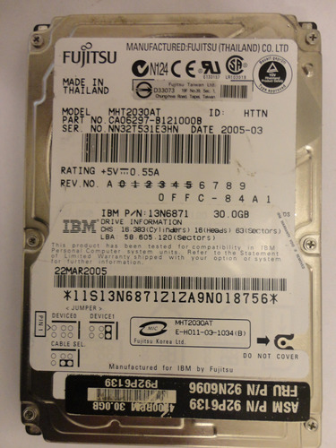 Fujitsu Mht2030at Disco Duro 30 Gb