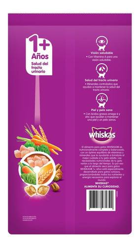 Alimento Whiskas 1+ Whiskas Gatos s para gato adulto todos los tamaños sabor pollo en bolsa de 10kg