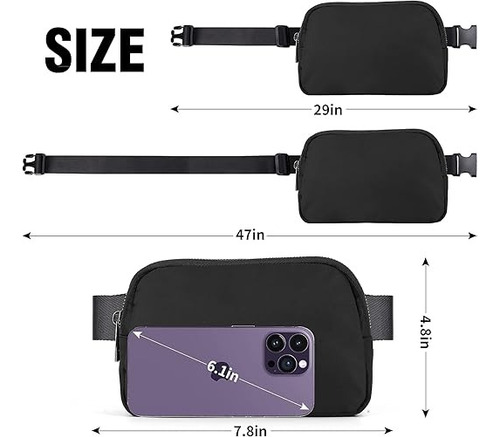 2 Cangurera Deportiva Multiusos Impermeable Gym Correr Bolsa Negro/caqui Rayas