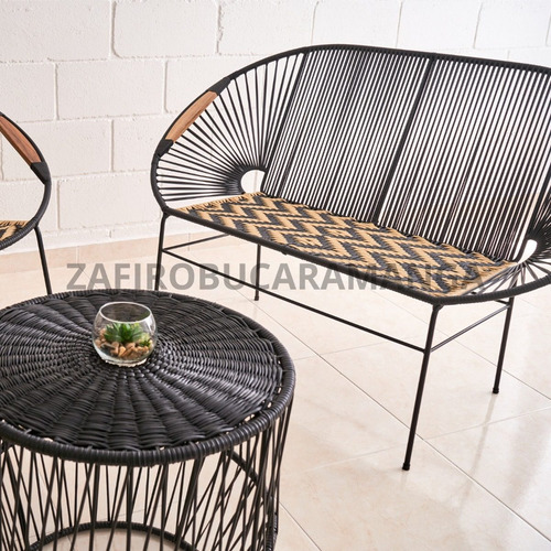 Sofá Silla Doble Mimbre Plástico Jardín Balcón Terraza