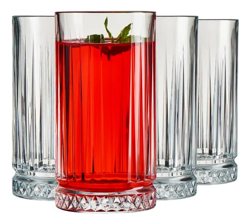 Vaso Vidrio Vino Agua Set 4 Unid Decorado Timeles Pasabahce