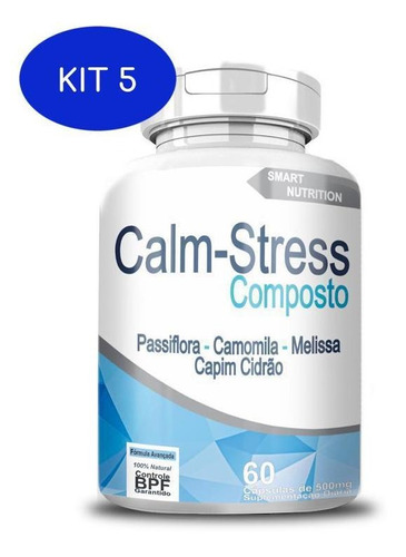 Kit 5 Calm-stress Composto 500 Mg 60 Cápsulas
