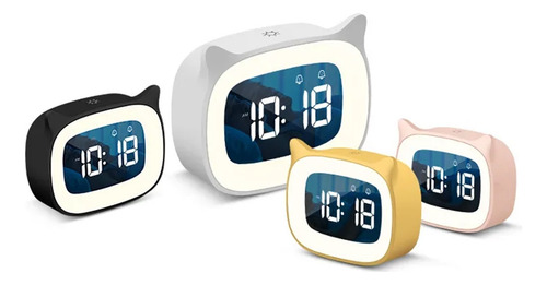 Reloj Despertador Led Con Forma De Gato Y Control De Voz