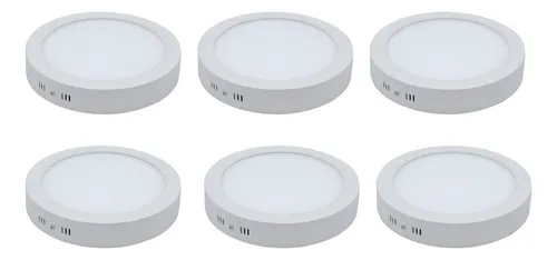 comprar Pack 6 Plafón Redondo Sobrepuesto 18w Blanco Luz Fria 5500k