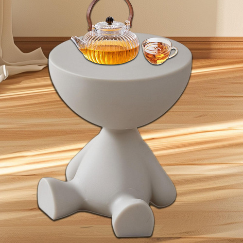 Mesa Auxiliar Redonda Pequeña, Mesa De Centro Lisa Gris