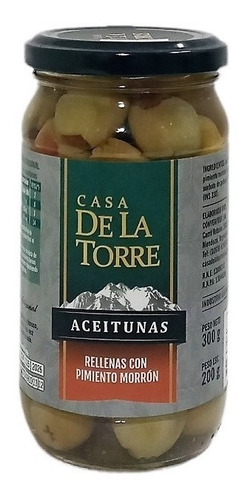 Aceitunas Verdes Rellenas Con Morrón Casa De La Torre