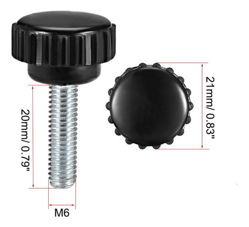 8 Perilla Niveladora Con Tornillo M6x20mm Perilla Moleteada