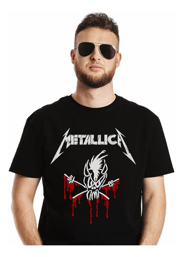 Polera Metallica Live Shit Con Rojo Metal Impresión Directa