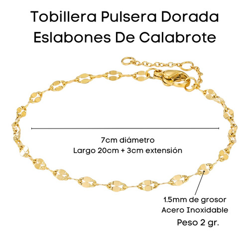Imagen 8 de 10 de Pulseras Tobilleras Mujer Fina Cadena De Cuerpo Acero Dorada