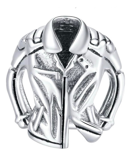 Charm 100% Plata 925 Dije Chamarra Piel Moto Compatible Pand Plata