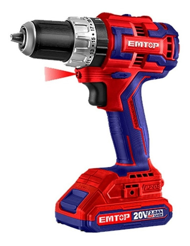 Imagen 2 de 3 de Taladro Percutor Emtop Brushless Inalambrico 20v Sin Carbones + Bolso