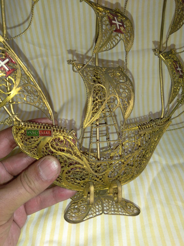 Barco Fragata Caravela Escultura Antiga Ferro De Portugal (Usado)