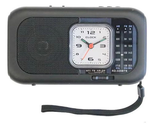 Radio Portátil Con Reloj Y Linterna Am/fm/sw Color Negro