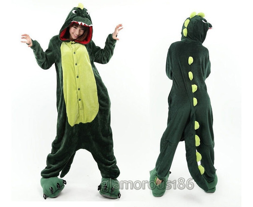 Dinossauro Verde Pijama Macacão Kigurumi - Pronta Entrega