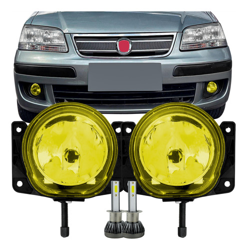 Par Farol Milha Amarelo Fiat Idea 2004 05 A 2016 + Led 6000k