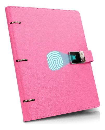 Cuaderno Con Huella Digital Cerradura 22cm X 29cm-rosa