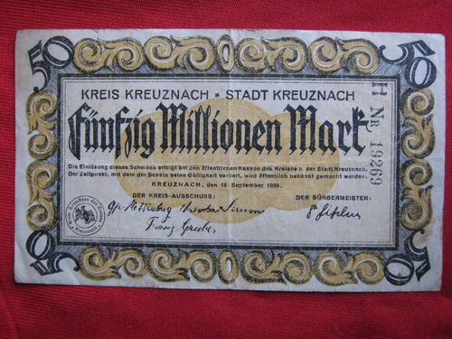 Alemania - Meisenheim 50 Millones De Marcos 1923