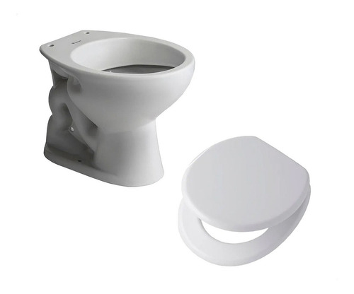 Inodoro Corto Blanco Losa Loza Sanitaria Baño + Tapa Madera Color Andina Ferrum
