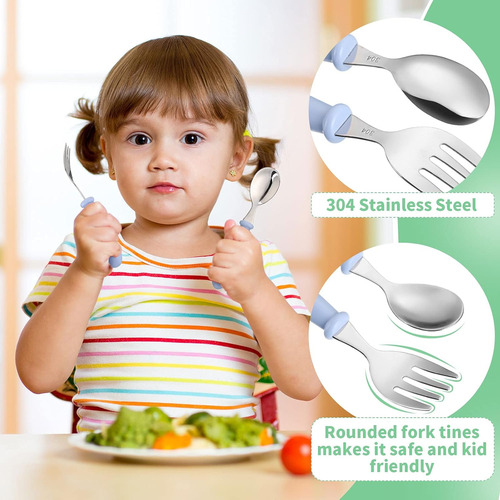 6 Pzs Acero Inoxidable Bebés Kit Cubiertos Cuchara Tenedor