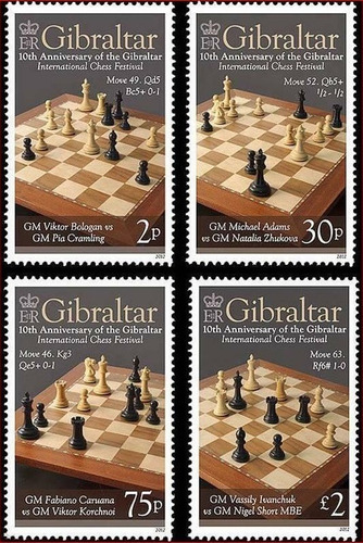 2012 Juegos- Festival Ajedrez - Gibraltar (sellos) Mint