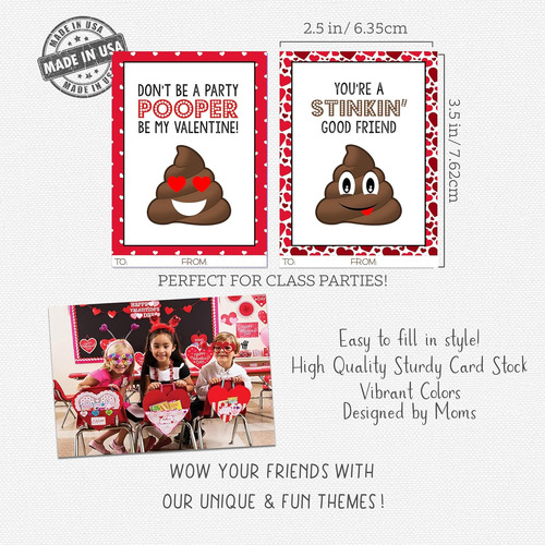 Poop Emoji - Juego De Tarjetas Compartir Día De San Va...